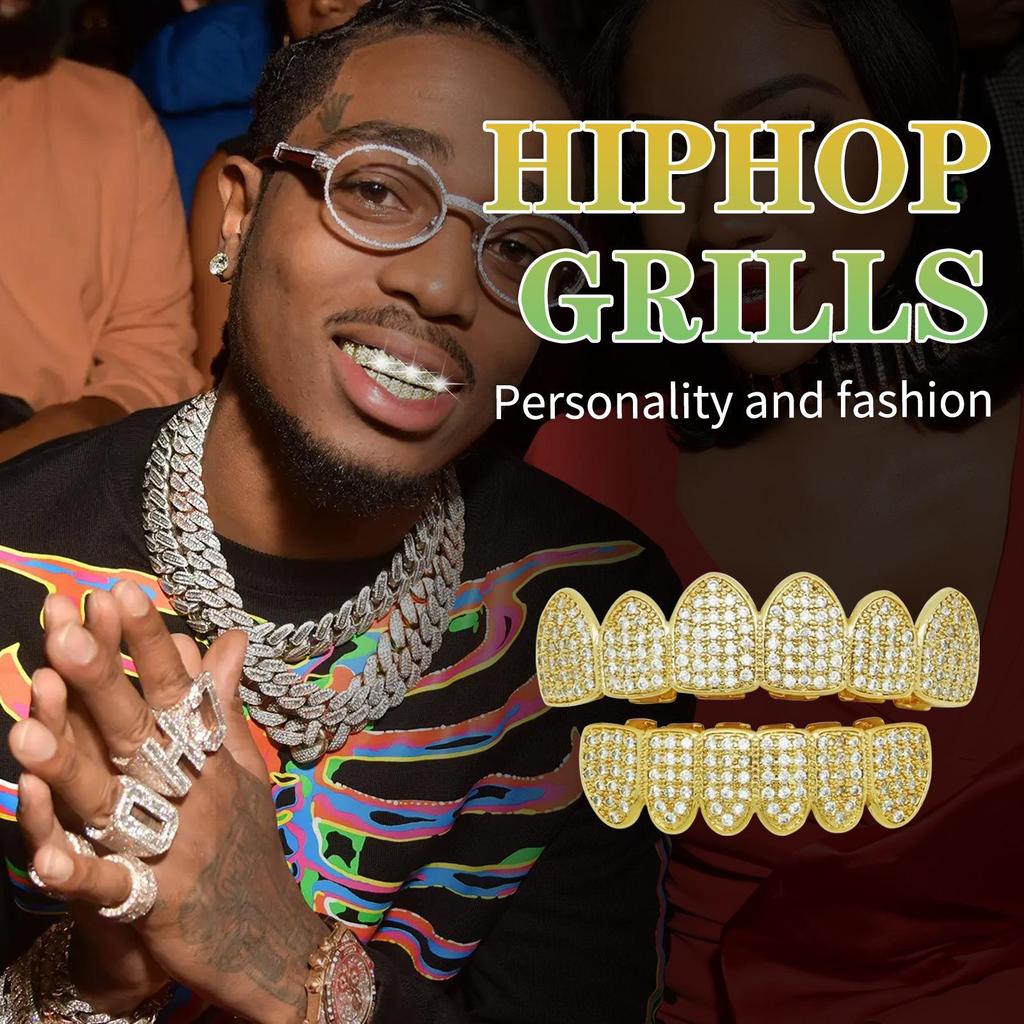 Seks tenner Hip Hop Gull Grillz med Zirkon - Halloween-utgave