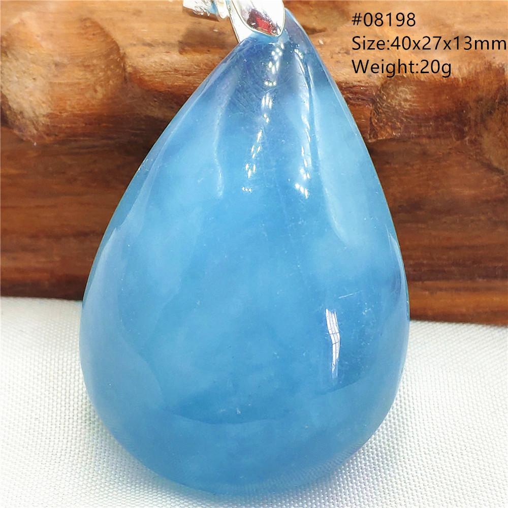 Natural Blue Aquamarine Oval Pendant Jewelry For Women Men Dark Aquamarine Necklace Fashion Brazil AAAAAA
