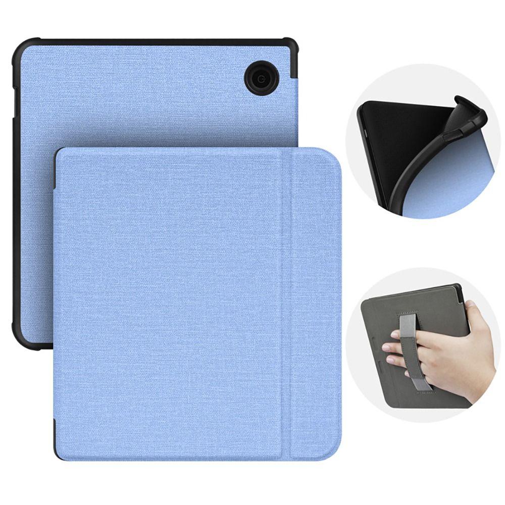 Hand Support N873 Smart Case Shockproof Auto Wake/Sleep 7 inch eReader Cover Linen Texture TPU for Kobo Libra H2O