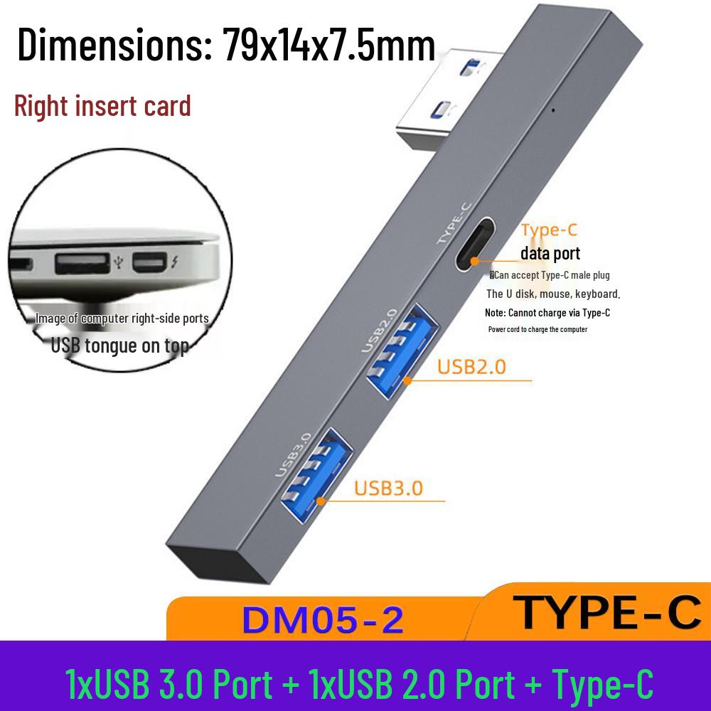 DM05 USB-C Docking Station with Side-Plug, USB 3.0 Hub, and SD/TF Card Reader