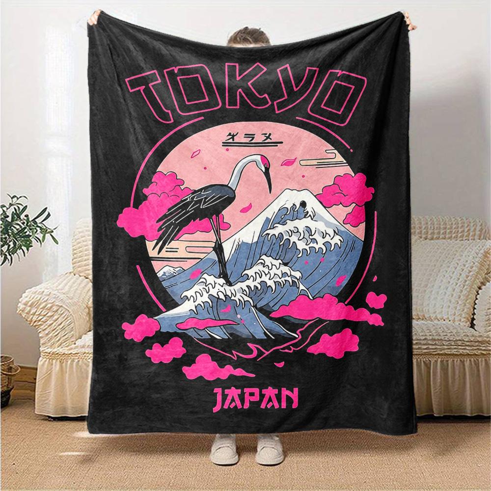 1pc Tokyo Japan Soft Flannel All Season Throw for Home, Office, Outdoor UseDurable Comfort Soft Warm Throw for Home
