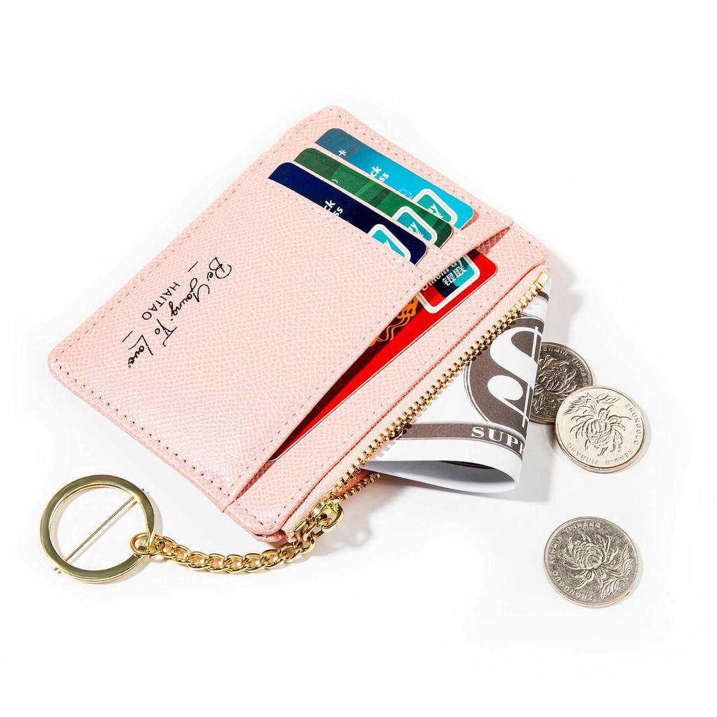 Women's Solid Color Card Holder & Coin Purse with Multi-Card Slots and Keychain