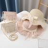 Lace Wide Brim Straw Cap Sun Protection Sunshade Fisherman Hat New Holiday Travel Beach Bags