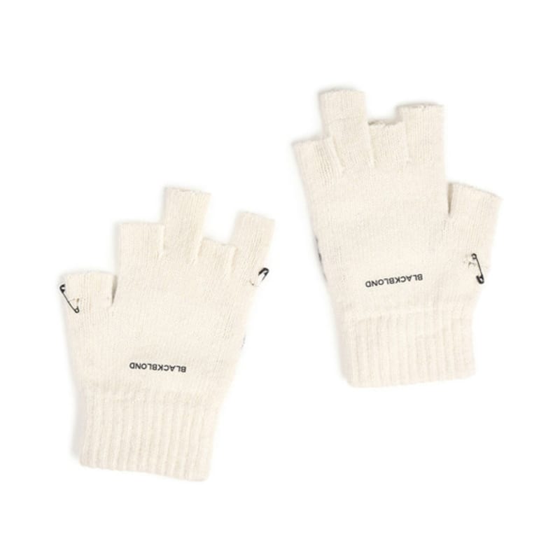 BLACKBLOND BBD Graffiti Logo Ripped Hand Warmer Gloves (Ivory)