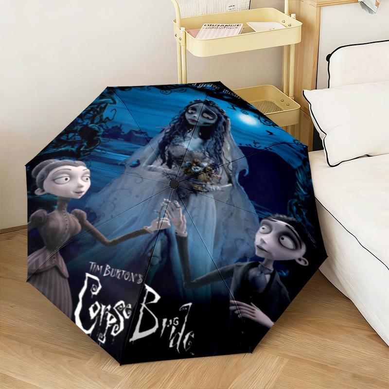 1PC Corpse Bride Moonlit Romance Automatic Umbrella - Suitable Travel Outdoor Portable Umbrella Birthday Gift Daily Essentials
