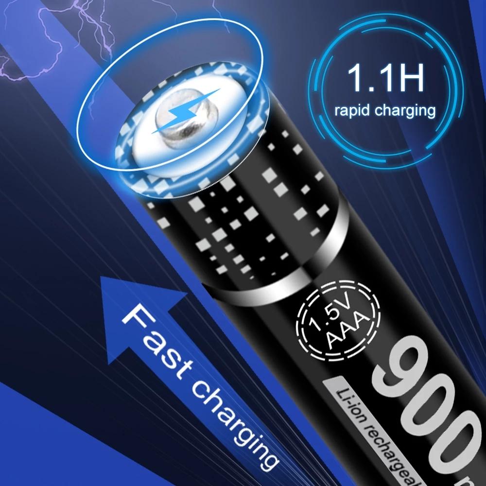 PALO New 1.5V AAA Rechargeable Battery 900mWh 1.5V Li-ion Lithium Li Ion 3A Aaa Batteries for Toy Car Camera Flashlight