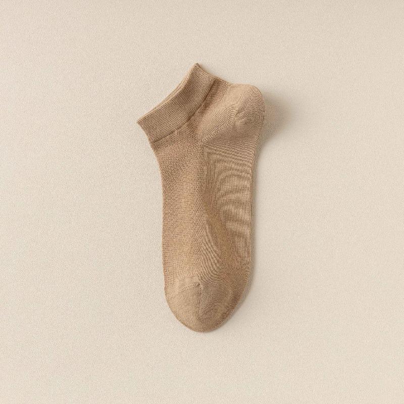 Men's Summer Stockings - Perforated Mesh Breathable Sweat-absorbing Thin Style Boat Socks, Solid Color, Boneless Short Socks