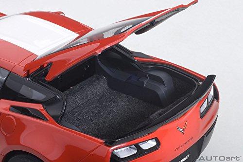 AUTOart 1/18 Scale Chevrolet Corvette C7 Grand Sport Red with White Stripes and Black Hash Marks