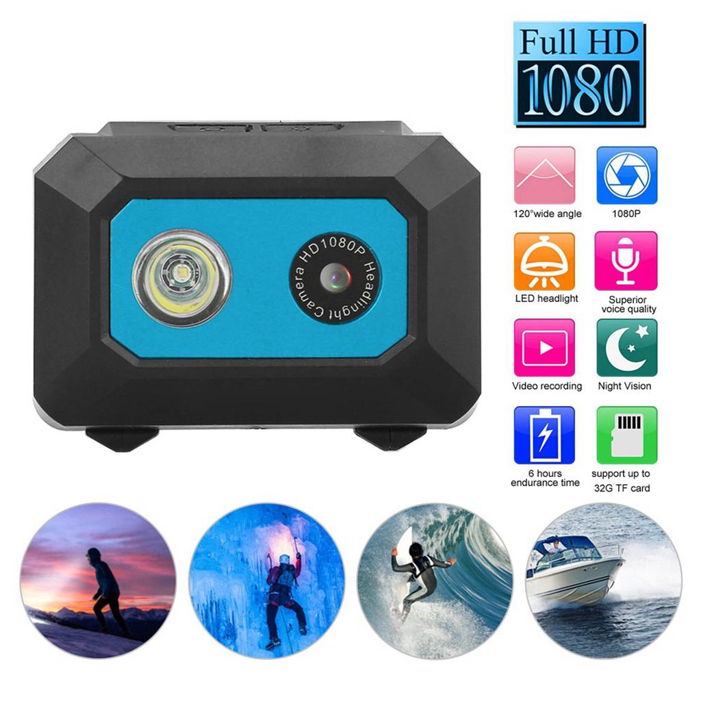 Super HD 1080P DV Sports Camera Head Mounted Action Video Camcorder DVR Recorder (Black Blue)