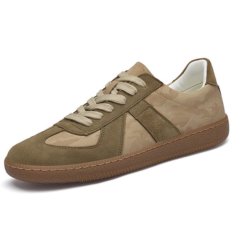 Korean Retro Leather Color Block Thick Sole Men s Flyknit Sneakers 40 бежевый