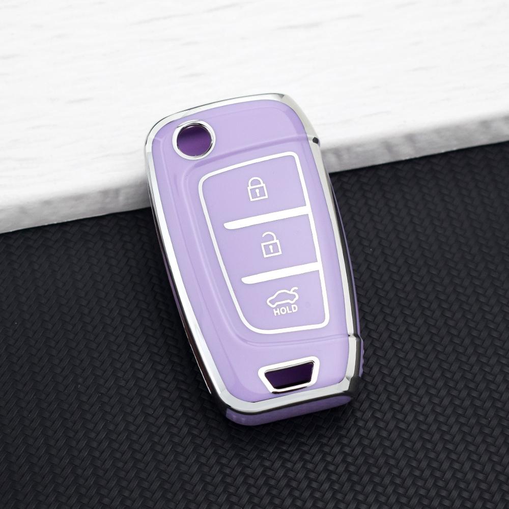 3/4 Button TPU Car Flip Key Case Cover Fob for Hyundai Elantra Tucson KONA I30 Santa Fe Solaris Genesis Azera I40 I35 Key Chains