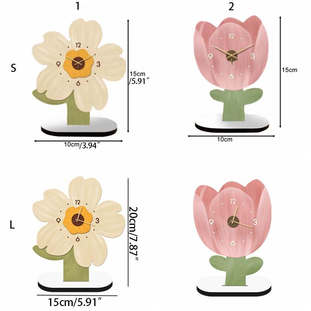 High-end Floral Tabletop Clock Cute Cartoon Mute Clock Modern Flower Display Clock  Bedroom