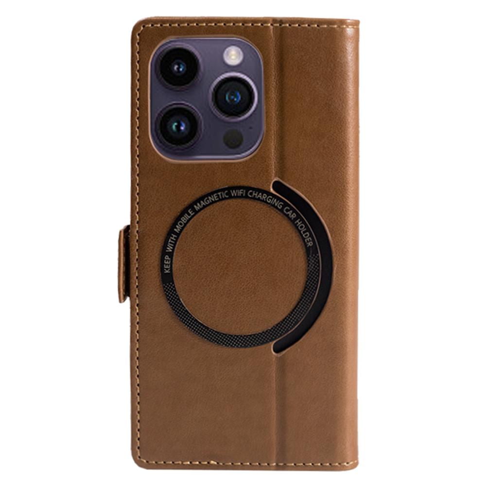 For iPhone 15 Pro Case Compatible with MagSafe Wallet Stand Leather Flip Phone Cover
