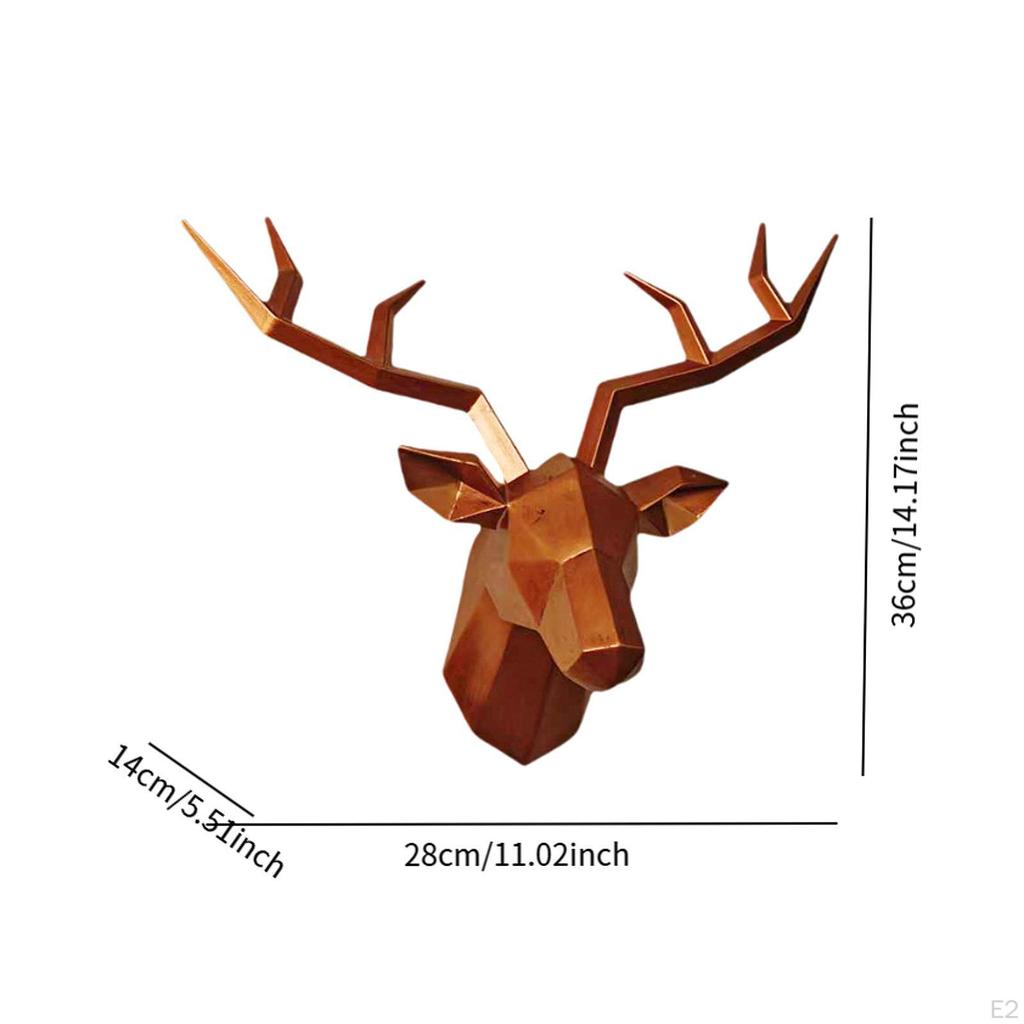 Deer Head Sculpture Wall Art Birthday Gift Crafts Animal Statue Resin Figurine for Bedroom Indoor