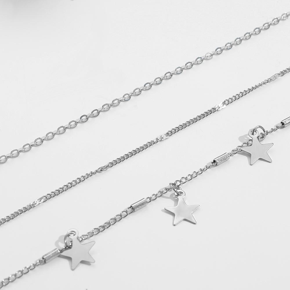 Accessories, Stylish Retro Multi-layer Star Pentagram Fringed Moon Pendant Necklace Collarbone Chain 1