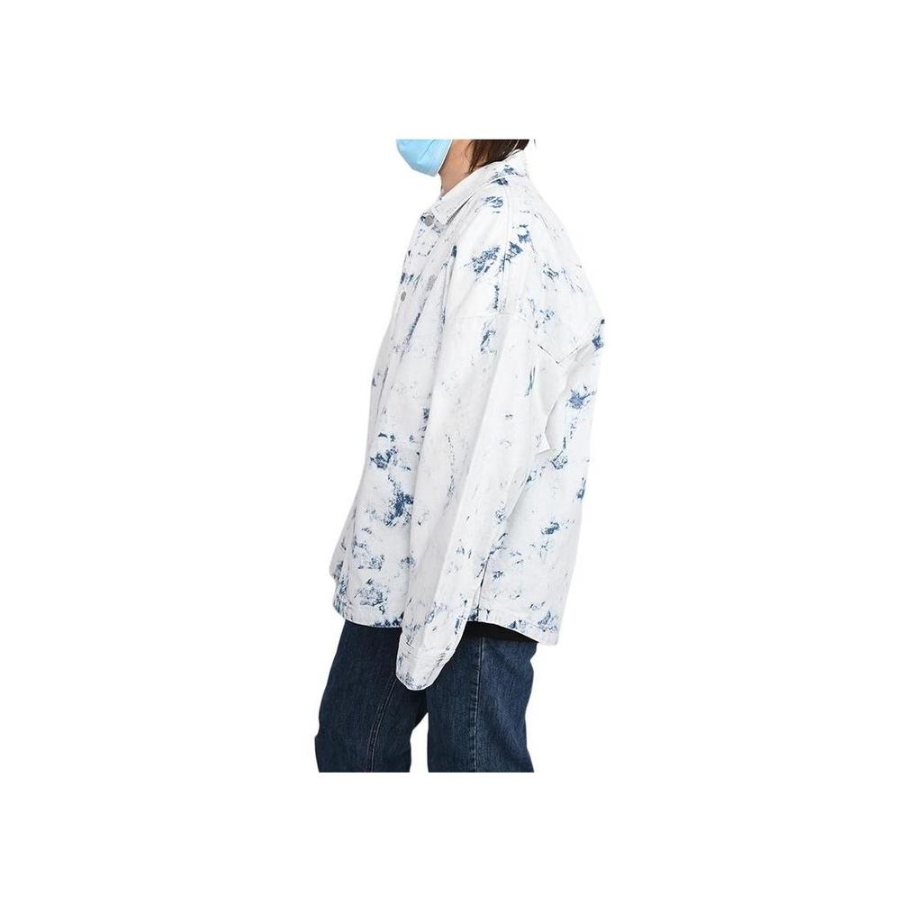 Vans Bleach Wash Denim Oversized Shirt Jacket White Blue Men VN000R5KF48