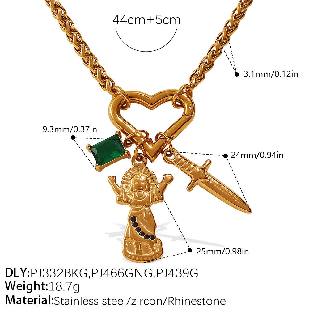 Stainless steel multi-element pendant DIY necklace heart-shaped pendant gold-plated oil drop pendant necklace