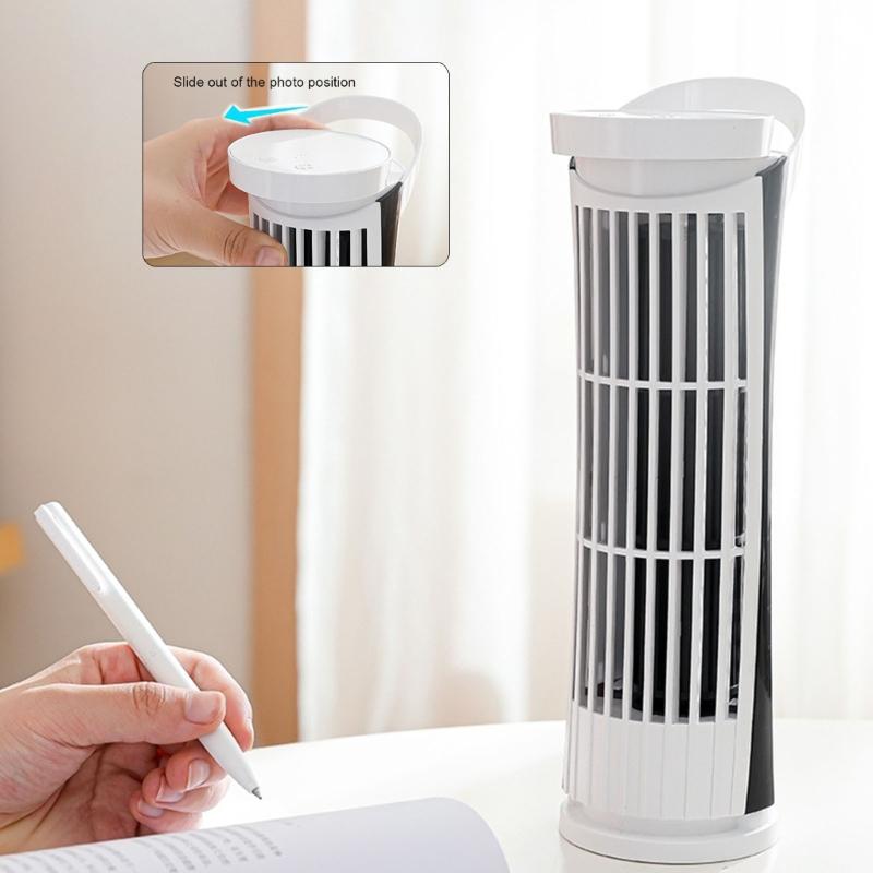Ventilatore da scrivania USB portatile a 2 velocità con luce LED, senza pale, sicuro e silenzioso, ventilatore a torre da tavolo per studenti e impiegati