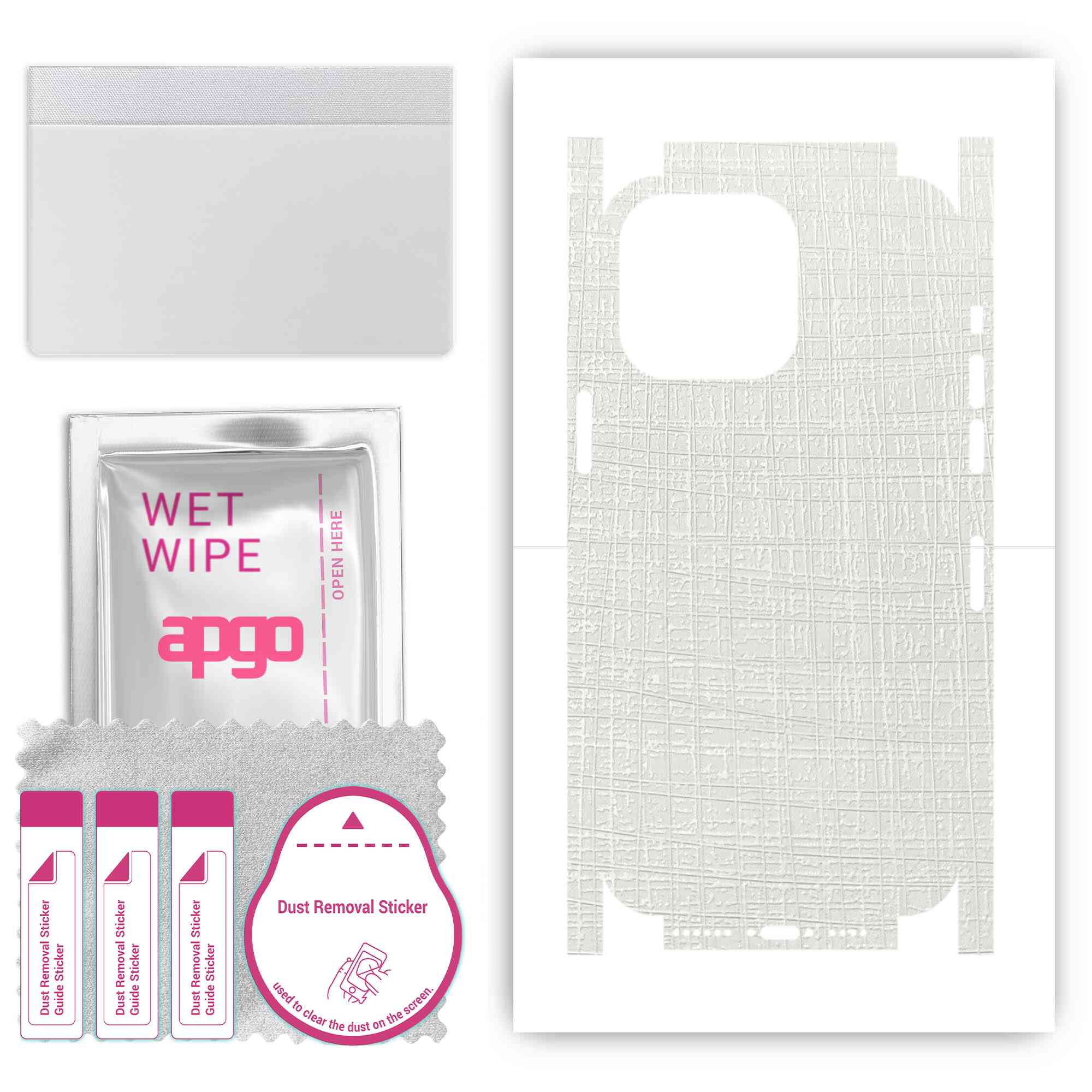 

Apgo Protective Skin Sticker for the back+sides compatible with Apple iPhone 14 Pro Max, Full Wrap Film, Foil, Vinyl - Pattern White Fabric