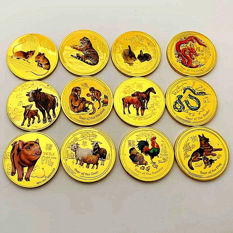 Australia coin, the Chinese zodiac, the the Year of the Loong, gilding, color printing commemorative medals, playing craft, decorations