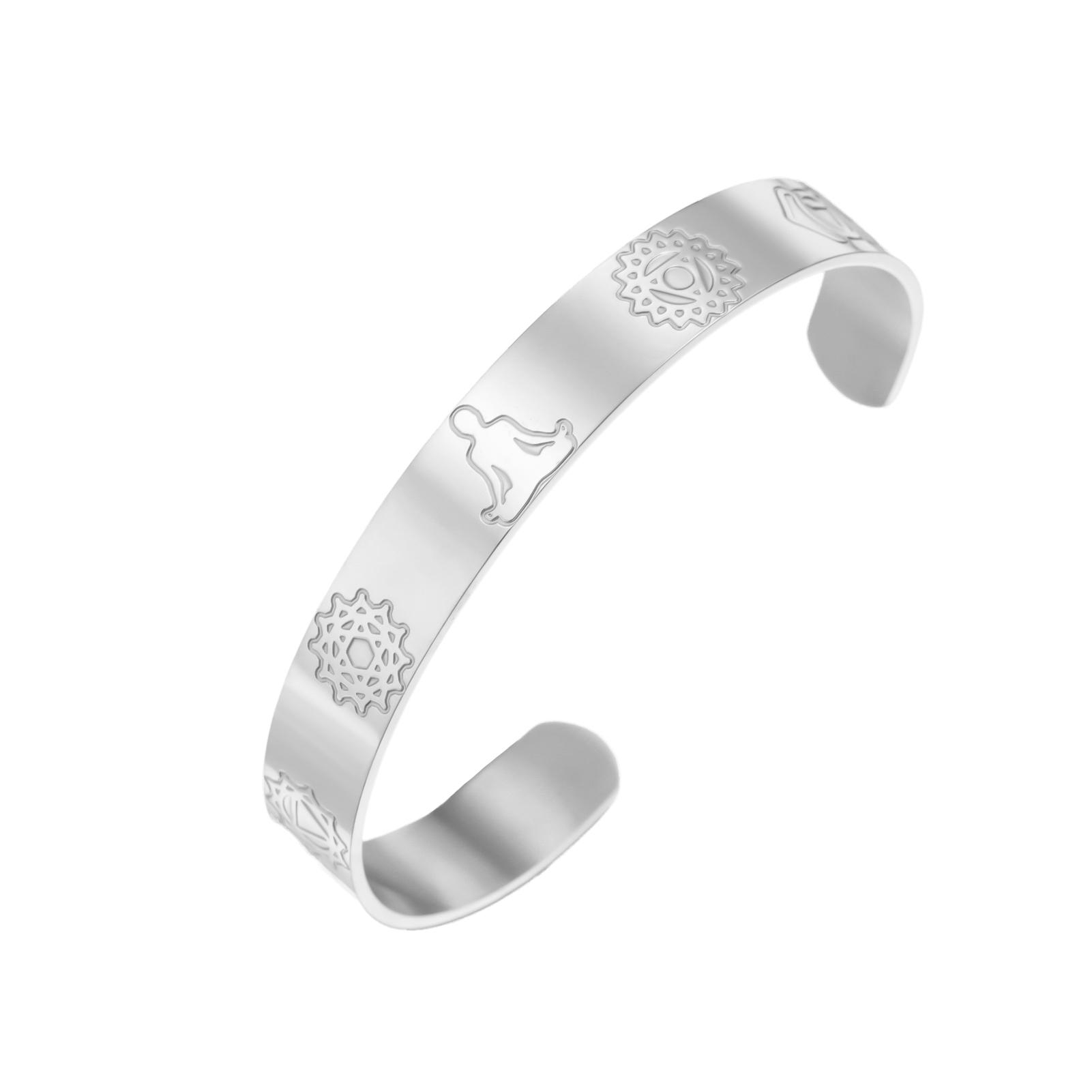 

LIKGREAT 7 Chakra Open Bangle Healing Cuff Bracelet Spiritual Yoga Meditation Gift Stainless Steel Jewelry for Women Wholesale