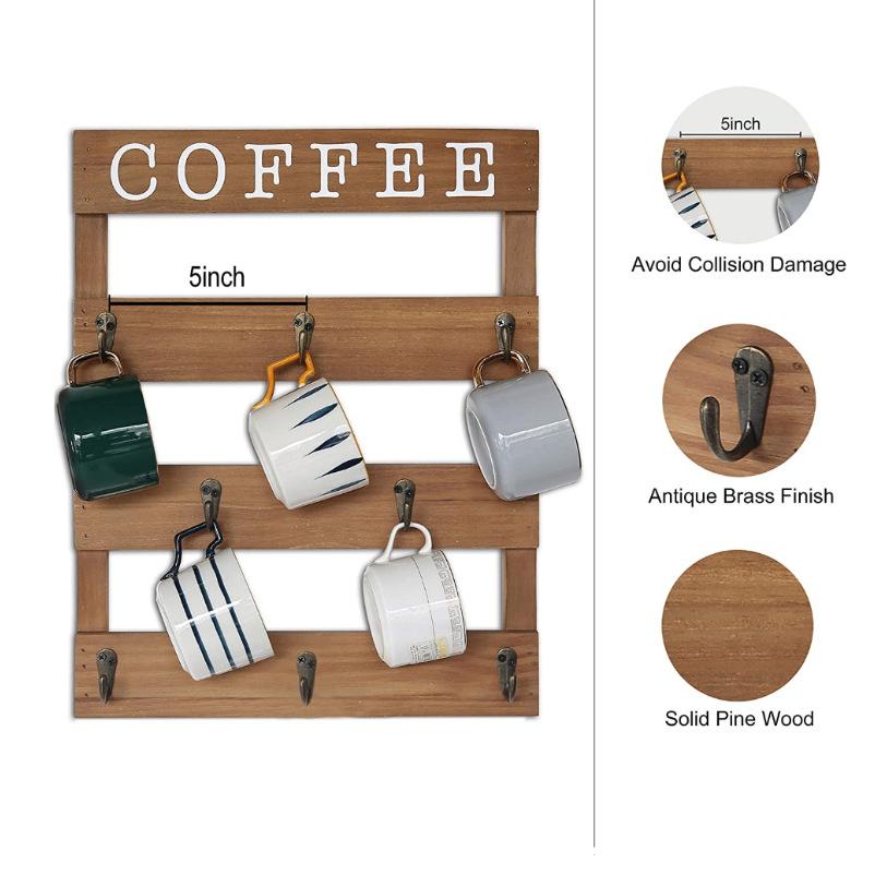 1 szt. Drewniane haczyki do użytku domowego filiżanki do kawy kubki stojak do przechowywania, kubki na wodę do góry nogami opróżnianie półka ścienna