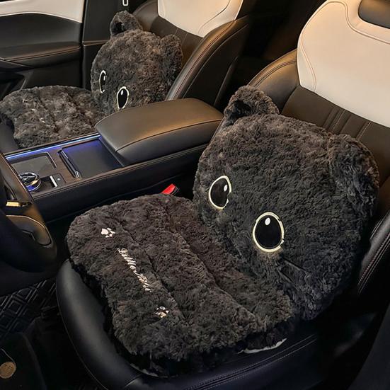 Car Seat Cushion Cat And Dog Plush Seating Cushion 2-in-1 Seat & Back Support with Non-Slip Bottom Thick Winter Warm Padding for Office Gaming Home