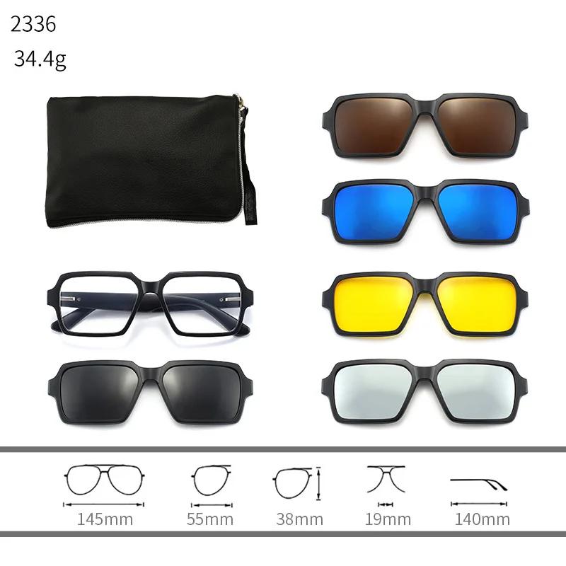 23XXA Gather 6PCS Magnetic Polarized Clip On Sunglasses Women Men Plastic Frame for Night Driving Sunglasses UV400
