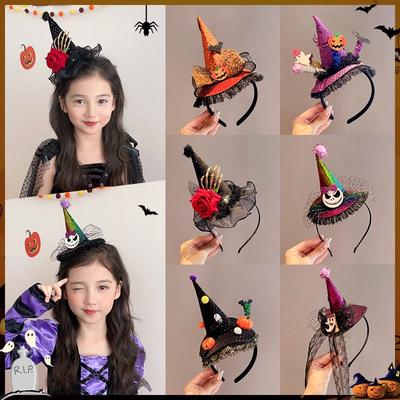 Halloweenská čarodějnická čelenka na hlavu Děti Dospělí Kostýmový doplněk S LED světlem Dekorativní sponka do vlasů