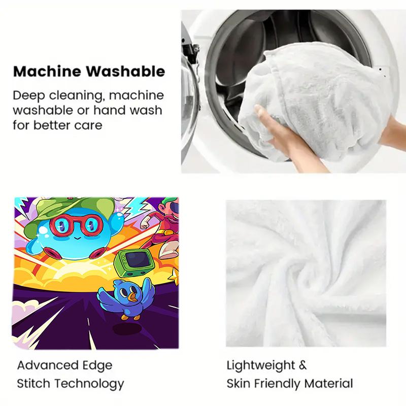 Gaming Adventure Characters 2D Flat Pattern Flannel Blanket High Quality All Seasons Warmth and Comfort Perfect for Christmas Gifts.