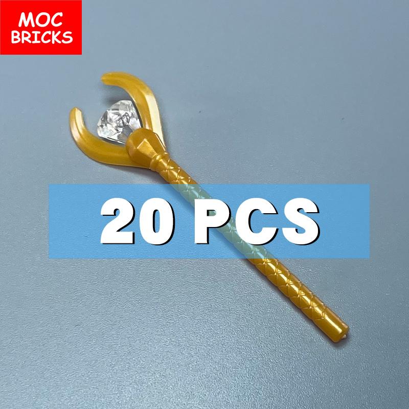 MOC Bausteine 4cm Figur Zepter Edelstein Stein Zauberstab Stock Bausteine 93252 30153 Zusammengebaute Teilchen Kinderspielzeug gray