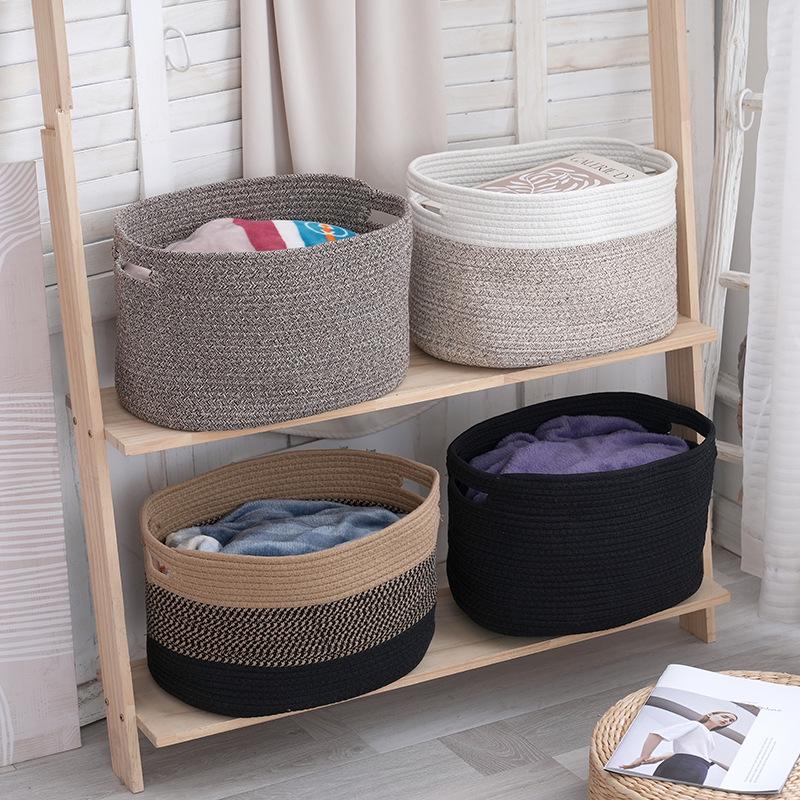 Large Cotton Rope Woven Basket for Living Room Storage - Ideal for Toys and Sundries