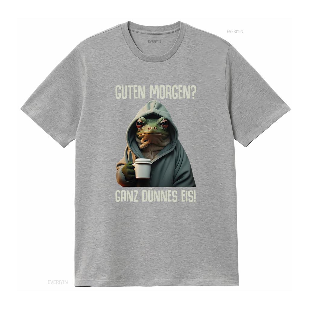 Good Morning Guten Morgen Funny Frog Coffee Quote T Shirt Premium With Look Design vintage Washed Stretched Casual homme