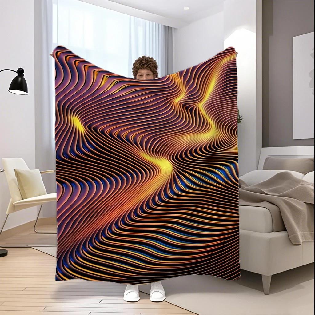 Wavy Abstract Pattern Microfiber Flannel Cover Blanket Bedroom Living Room Sofa Soft And Comfortable Home Decoration