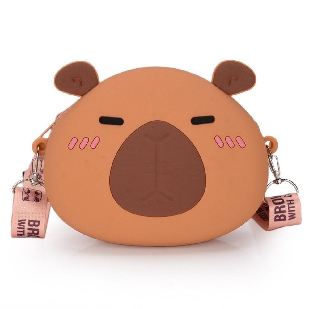

Cartoon Silicone Shoulder Bag Small Wallet Kawaii Animal Purse Capybara Crossboday Bag Kids Style A