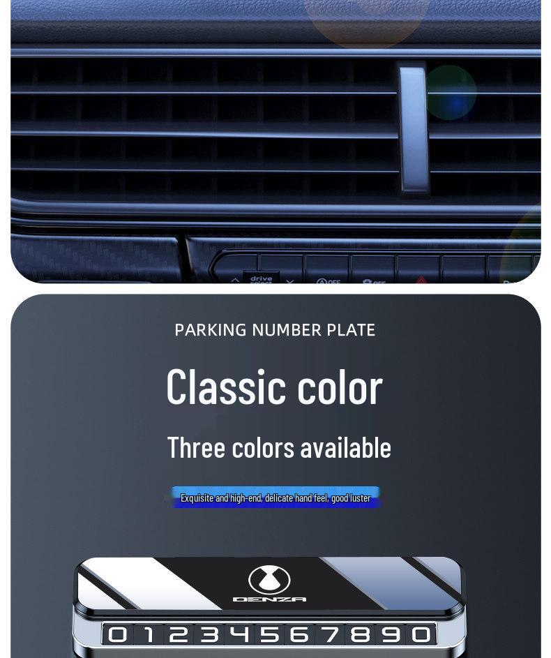 Denza D9 Temporary Parking Number Plate for Cars - Interior Phone Display
