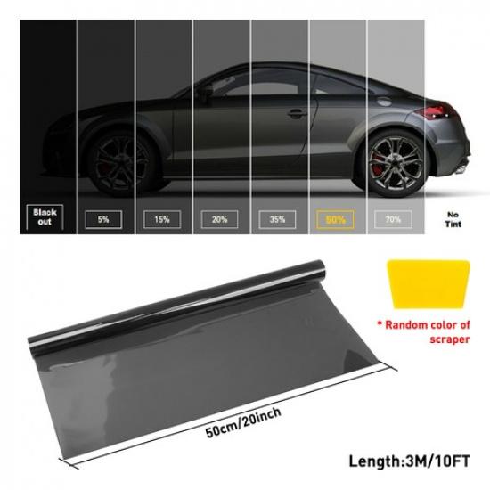 Uncut Roll Window Tint Film 50% VLT 20" x 10ft Anti-UV Heat Block Reflective