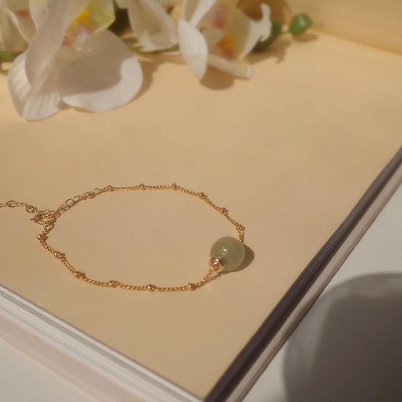 Chain Alloy Green Beads Adjustable Bracelet for Couple Girls Gift Accessories Jewelry