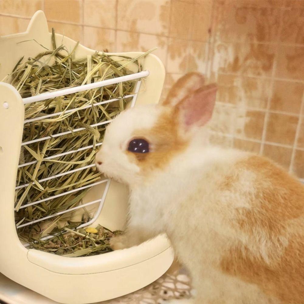 Anti Scratching Rabbit Cage Bowl Fixable 2 in 1 Food Trough Fixed Hay Feeder Holder  Small Animal