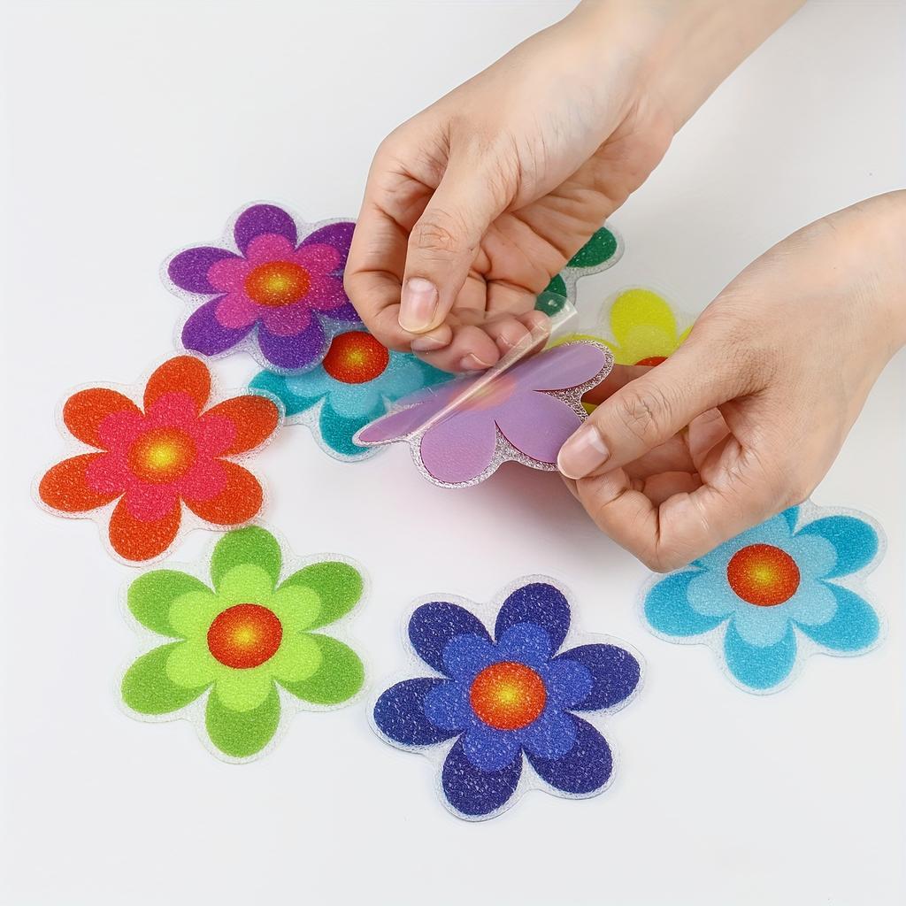 10-color Flower Self-adhesive Bathtub Non-slip Stickers for Bathroom and Stairs Strong Friction Safety Non-slip Tape Colorful Stickers