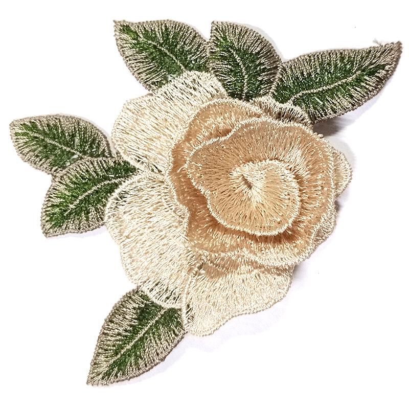 

Многоцветная 3D водорастворимая кружевная нашивка с вышивкой - дизайн розы своими руками абрикосовый