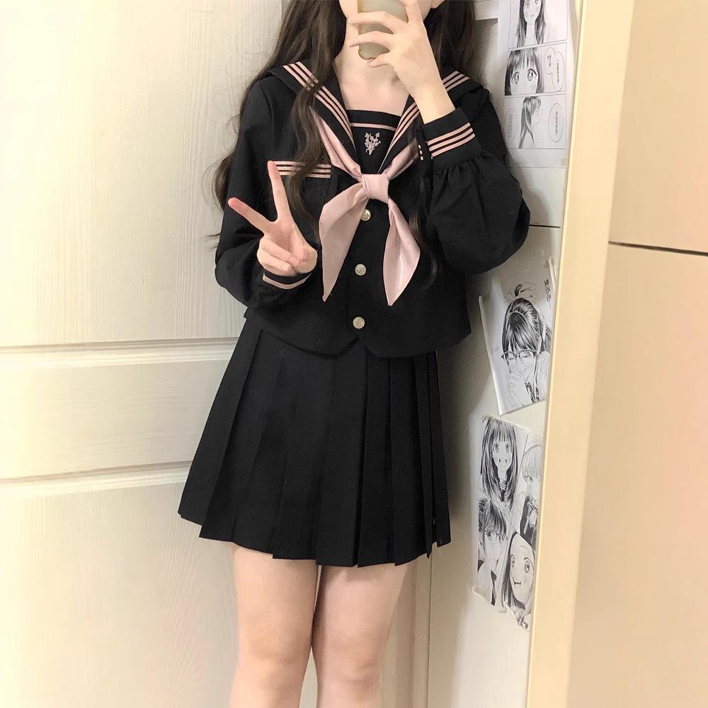 Linchuan Academy Stil JK Uniform Matrosenanzug - Authentisches Herbst/Winter Set mit Langen/Kurzen Ärmeln für Schülerinnen