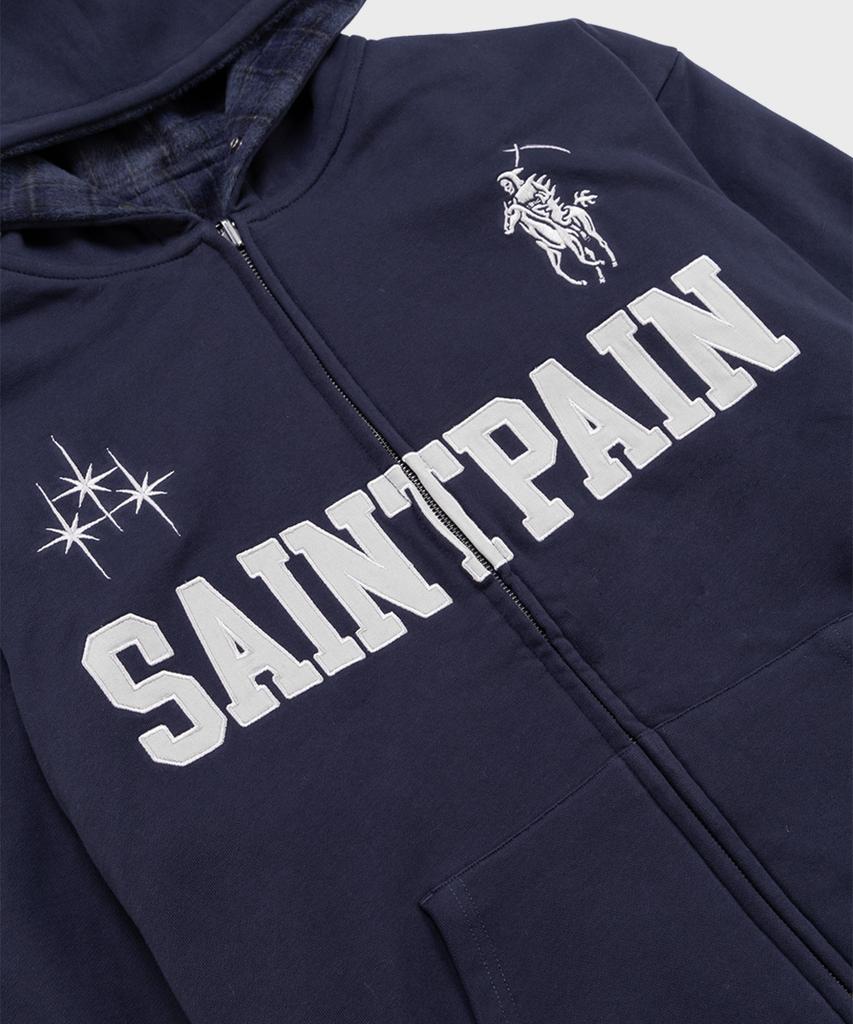 Saintpain Sp Check Reversible Zip-Up Hoodie Navy