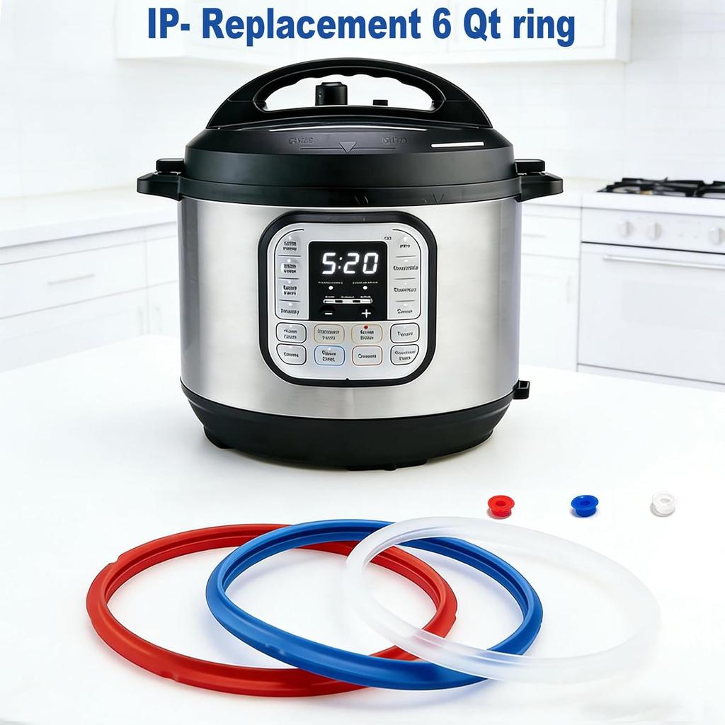 3 Pack Sealing Ring 6 Qt for tant Pot Sealing Rings Replacement for 5/6Qt tant Pot Seal, With 3 Float Valve Caps, Food-grade Silicone tapot Gasket