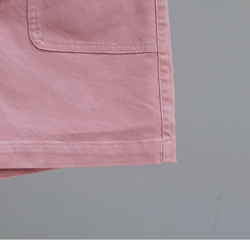 2026 Summer Women's High-Waisted Pink Denim Shorts, Age-Reducing Loose Straight Wide-Leg A-Line Hot Pants