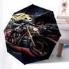 Motorcycle, Halloween Themed Automatic Opening and Closing Umbrella, Brightly Colored 8-rib Portable Umbrella, Suitable for Men and Women