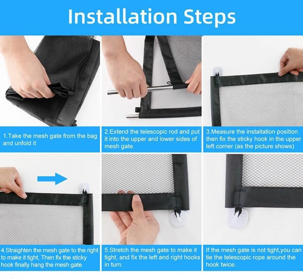 Pet Dog Barrier Fences with 4Pcs Hook Pet Isolated Network Stairs Gate New Folding Breathable Mesh Playpen for Dog Safety Fence