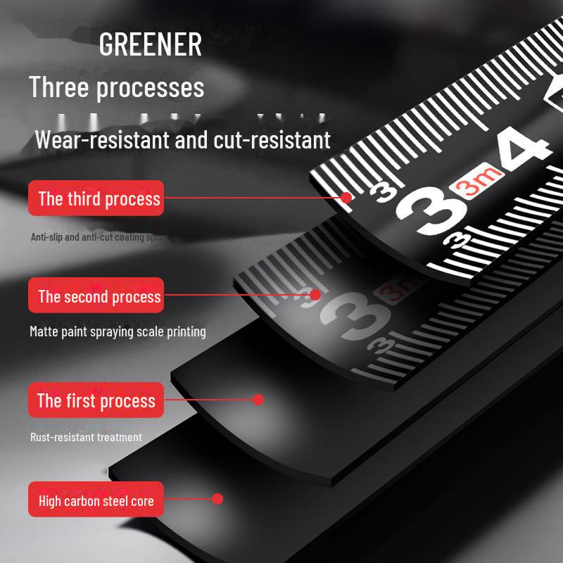 Bandă de măsurare de înaltă precizie rezistentă la uzură Green Forest - 3m/5m Mini, design anti-tăiere