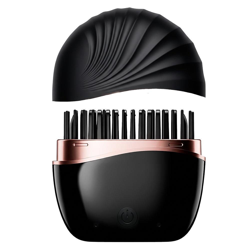

Rechargeable Hair Straightener Brush, Ionic Straightening Comb with Fast Heating, 2 Temp Settings & Auto-off for Home Salon Use чорний