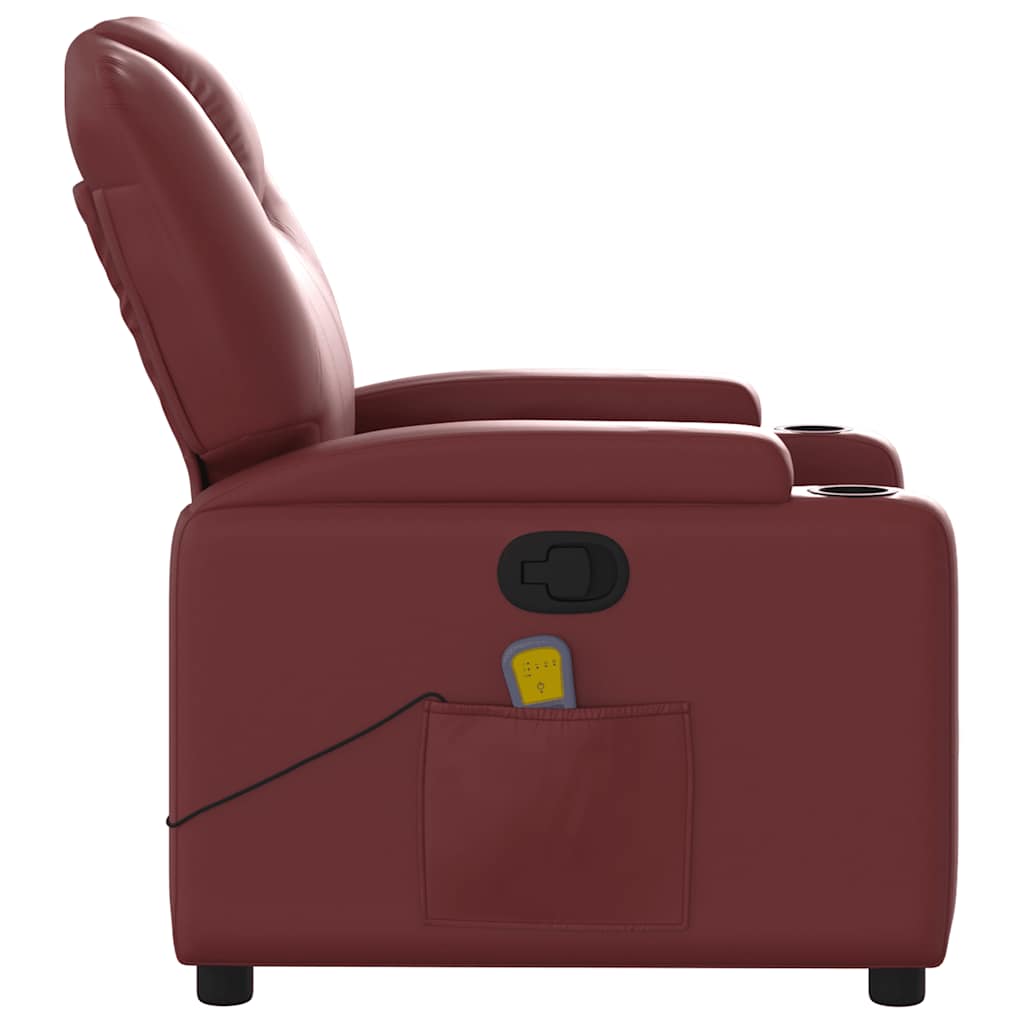 Massage Chair Burgundy Artificial Leather